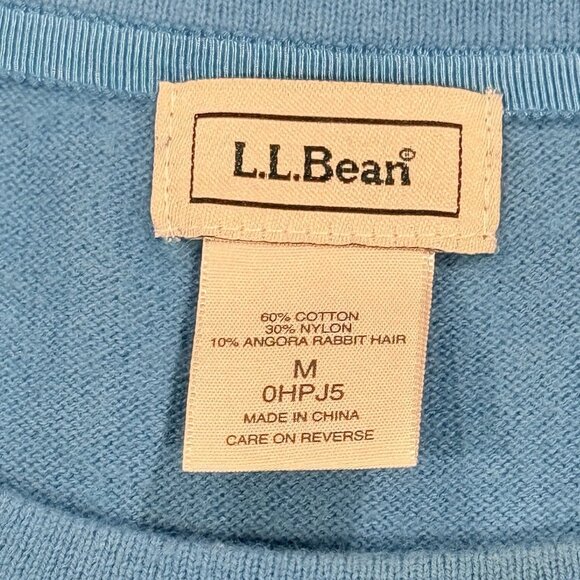 LL Bean Angora Blend ¾ Sleeve Blue Peplum Babydoll Sweater Womens Size Medium - Picture 5 of 8